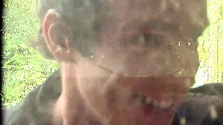 Brunette milf engages in anal creampie threesome with cowgirl riding and deepthroat in forest