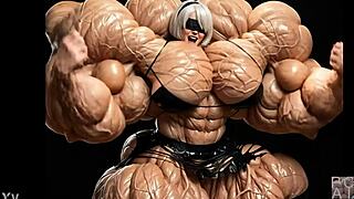 2B Becomes Muscular Giantess In Pump Factory FMG AI Animation Video