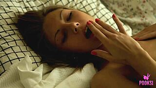 skinny roxana finger fucks her ass in bedroom orgasm