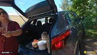 Thick Blonde Milf Roadside Passion