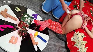 Double win two thrusting dildos destroying her tight pussy