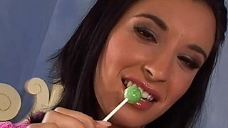 Candy Girl Playing With Lollipops