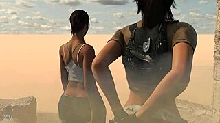 Lara and sheva embark on dorky explorers adventure with clothes ripped