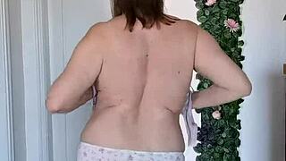 Huge mature tits in amateur homemade lingerie video