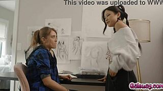 Lulu chu sneaks off to do much more than kissing with electra rayne leading them to have an intimate sex 😘