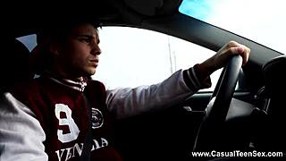 Stranger warms up teen alita angel with outdoor fingering and blowjob