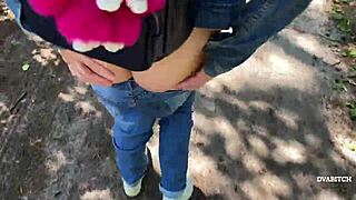 an amateur teen couple gets wild fucking in the woods outdoors