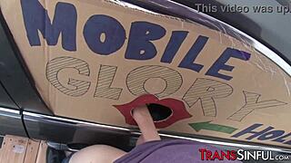 hey, that tranny in stockings gets a sticky facial!