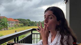 Eating pizza with cum on my face in a public cafe.