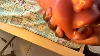 After work, he deepthroated a sextoy and came quickly in the dorm.