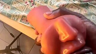 After work, he deepthroated a sextoy and came quickly in the dorm.