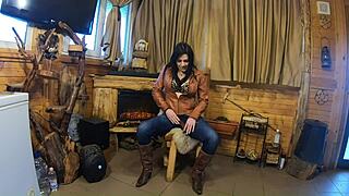 Beautiful Step-Mom And Housewife Dancing Seductively In Leather Boots.