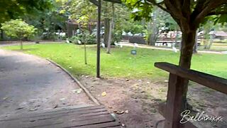 Tourist guide and traveler find park spot for cum on ass orgasm