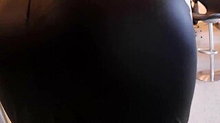 The hot milf strips in lingerie and stockings.