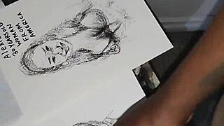 Covering the tits of women in quick sketch with cum for a finishing touch