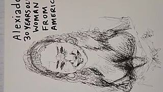 Covering the tits of women in quick sketch with cum for a finishing touch