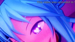 Aqua from Konosuba gets her pussy fucked through a glory hole by a big cock