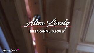 young slut cheats on husband, sucking and fucking neighbor on stairs.