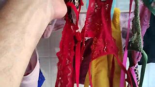 Husband Jerks Off With My Panties Before Leaving.