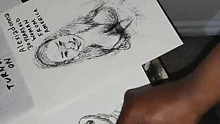 Covering the tits of women in quick sketch with cum for a finishing touch