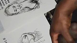 Covering the tits of women in quick sketch with cum for a finishing touch