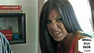 Femdom teen jerks and humiliates small penis in threesome