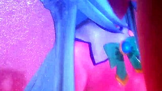 Aqua from Konosuba gets her pussy fucked through a glory hole by a big cock