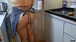 I caught my mother-in-law cooking naked and craving cock.