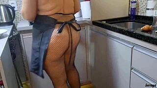 I caught my mother-in-law cooking naked and craving cock.