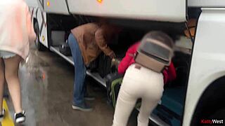 girl spots flashing dick on bus, helps with handjob.
