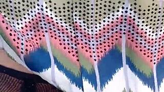 Sucking on balcony, pussy exposed