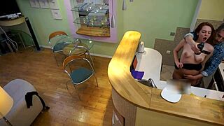 Hey, watch this sweet stepdaughter take that old cock in the kitchen.