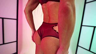 hannahjames710 tries on red lingerie in her room