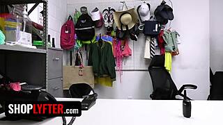 pizza delivery girl caught stealing, gets her tiny pussy cavity searched at the office