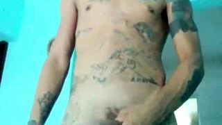 Skinny Guy Shows His Good Toy In Living Room