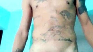 Skinny Guy Shows His Good Toy In Living Room