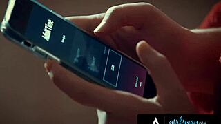 girlsway - unsatisfied brunette fantasizes having a romantic scissoring fuck with busty angela white