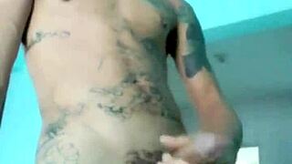 Skinny Guy Shows His Good Toy In Living Room