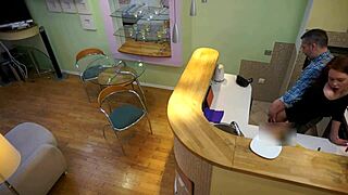 Hey, watch this sweet stepdaughter take that old cock in the kitchen.