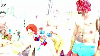 Ella Nova's clown gangbang unfolds