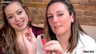 Clara dee in sissy dress-up gets spitroasted in pov virtual sex with elle eros.