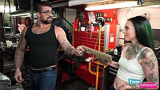 fresh teen babe fucked hard by mechanic in rough session