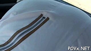 Shaved pussy receives sexy pounding by erected cock.