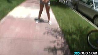 Lexi swallows and sucks on the bus like a slut!