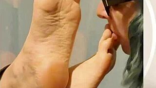 Taking time to lick feet