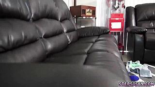 amateur teen 18+ rides huge dildo sucking stepbros banana