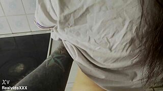 Man's morning erection leads to doggystyle in kitchen