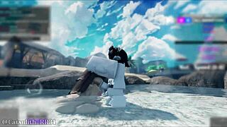 In the outdoor hot spring with an Asian beauty and a follower session 9