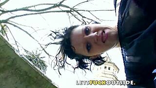 let's fuck in the cemetery, small brunette outdoors