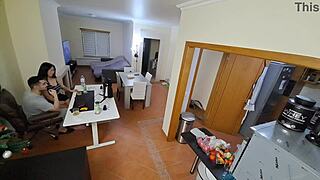 Maid in flip flops gets internal cumshot from boss